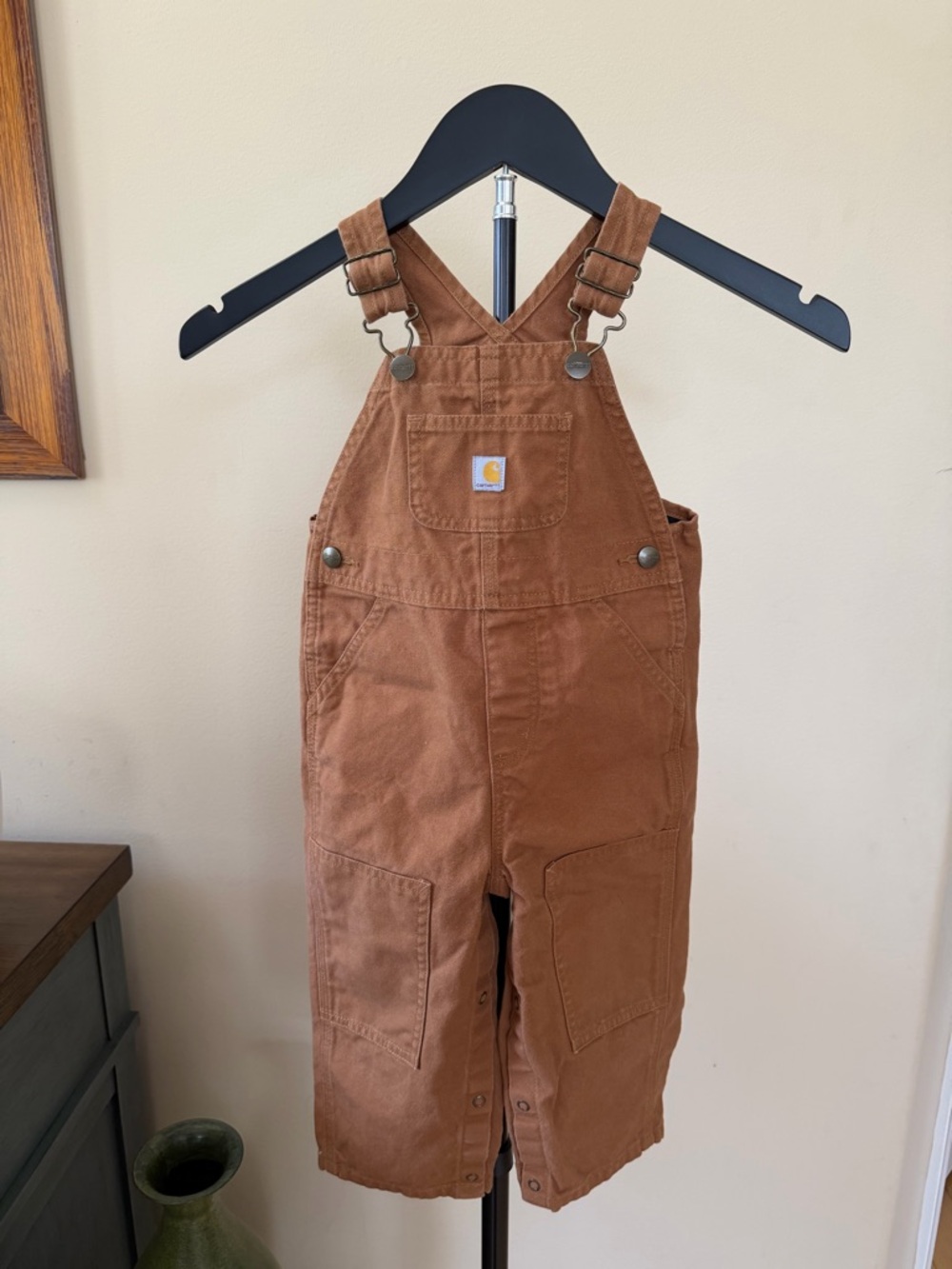 Carhartt Baby Overalls 24M Brown Canvas Bib Workwear Unisex